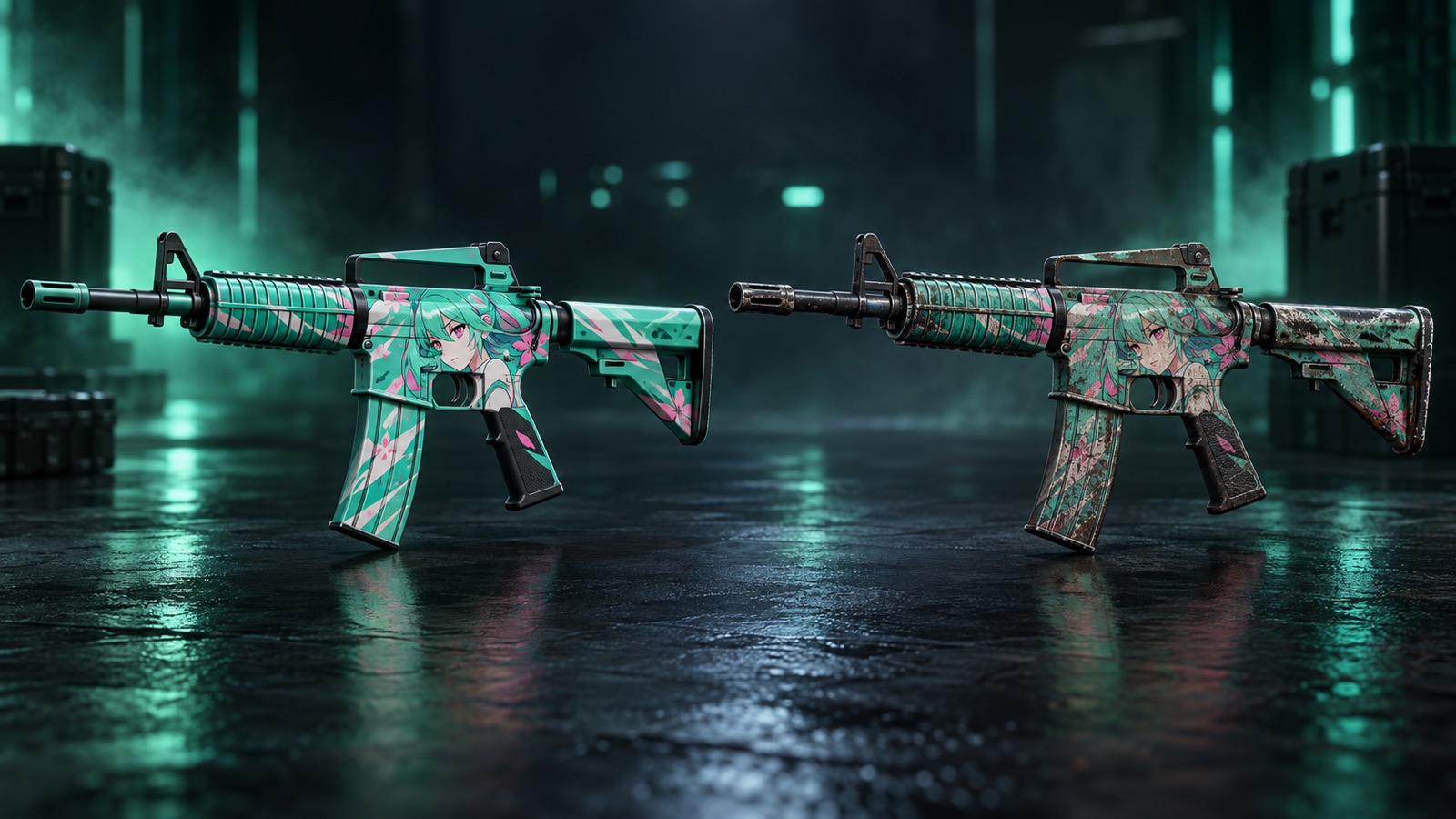 Как износ меняет аниме-скин CS2: Factory New и Battle-Scarred рядом