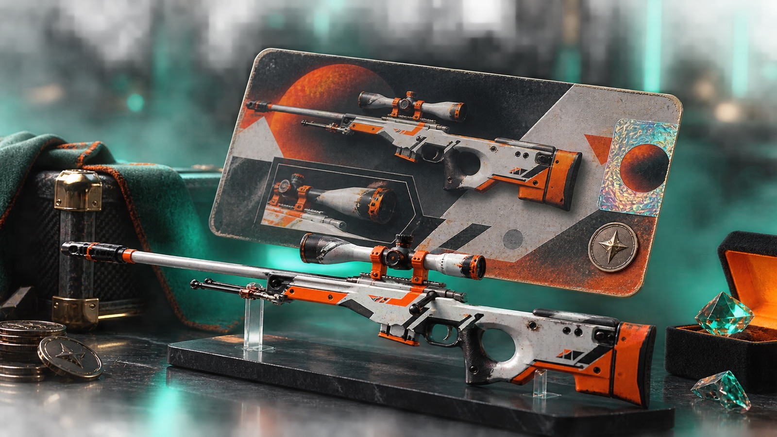 Карточка лота AWP Asiimov с float, наклейками и ценой