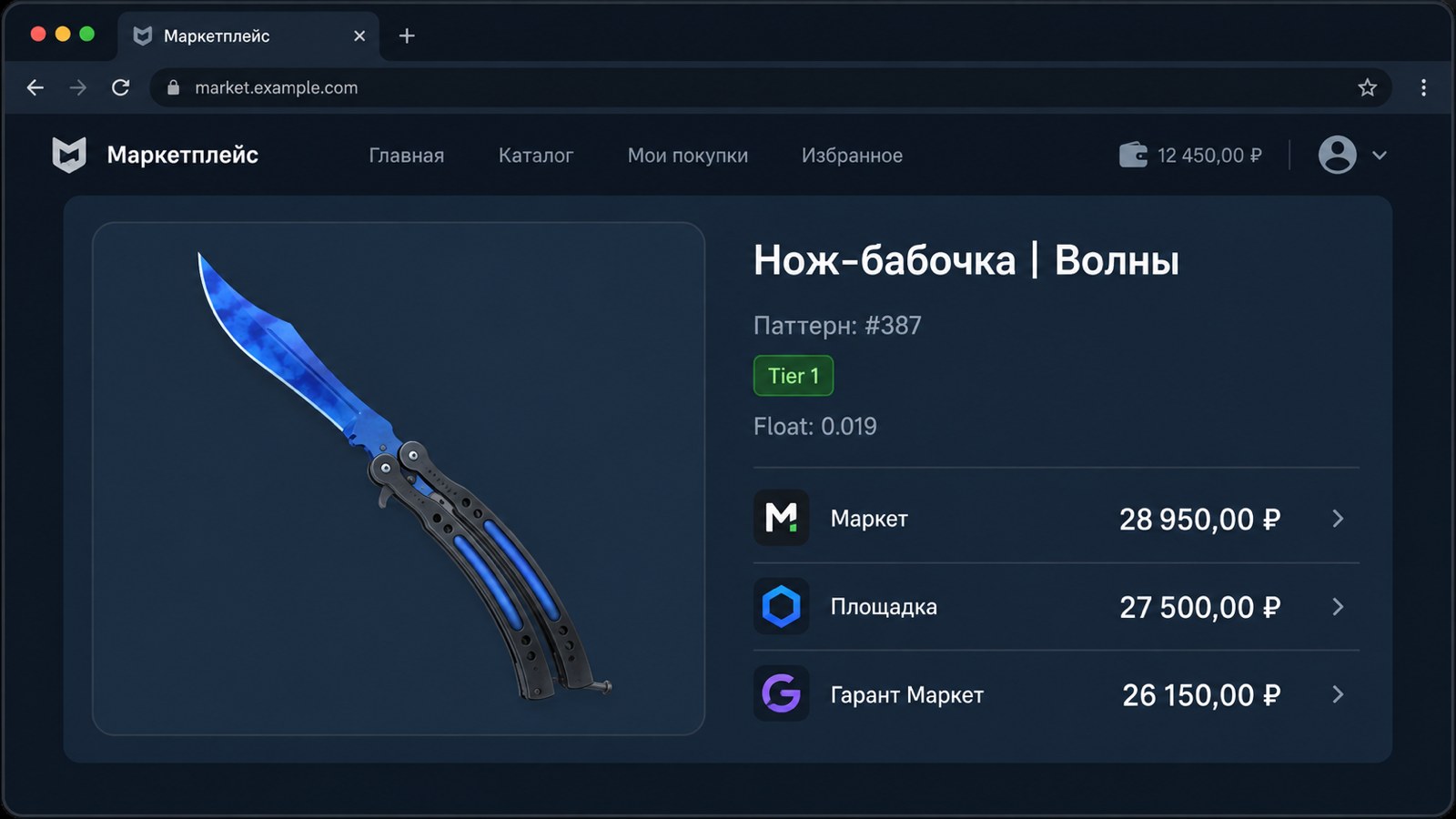 Проверка номера паттерна и float у Butterfly Knife Case Hardened в описании лота