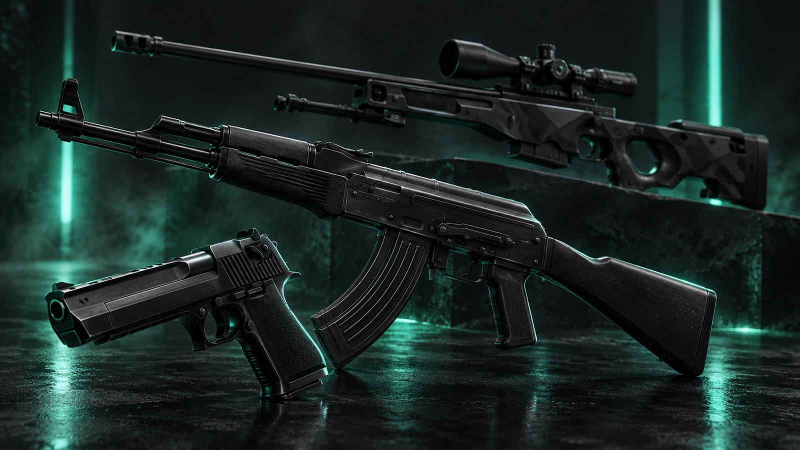 Черные скины кс2: винтовка AK-47, AWP и Desert Eagle в чёрных раскрасках