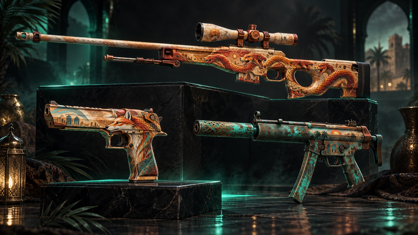 Скины коллекции Mirage 2021: AWP Пустынная гидра, Desert Eagle Фенек и MP5-SD Оксидовый оазис