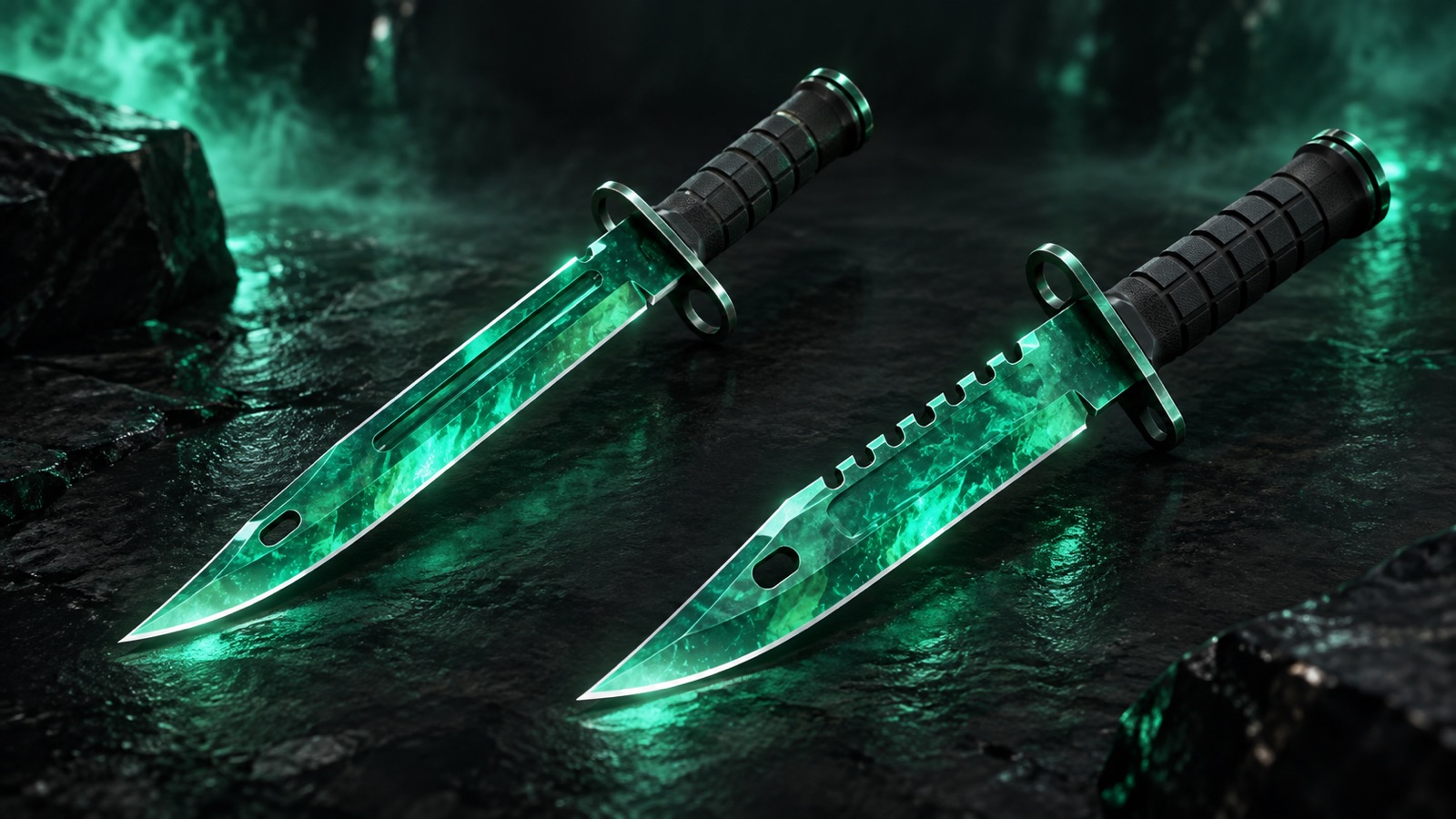 Штык-нож и штык-нож M9 в CS2 рядом: форма клинка и зубцы на обухе