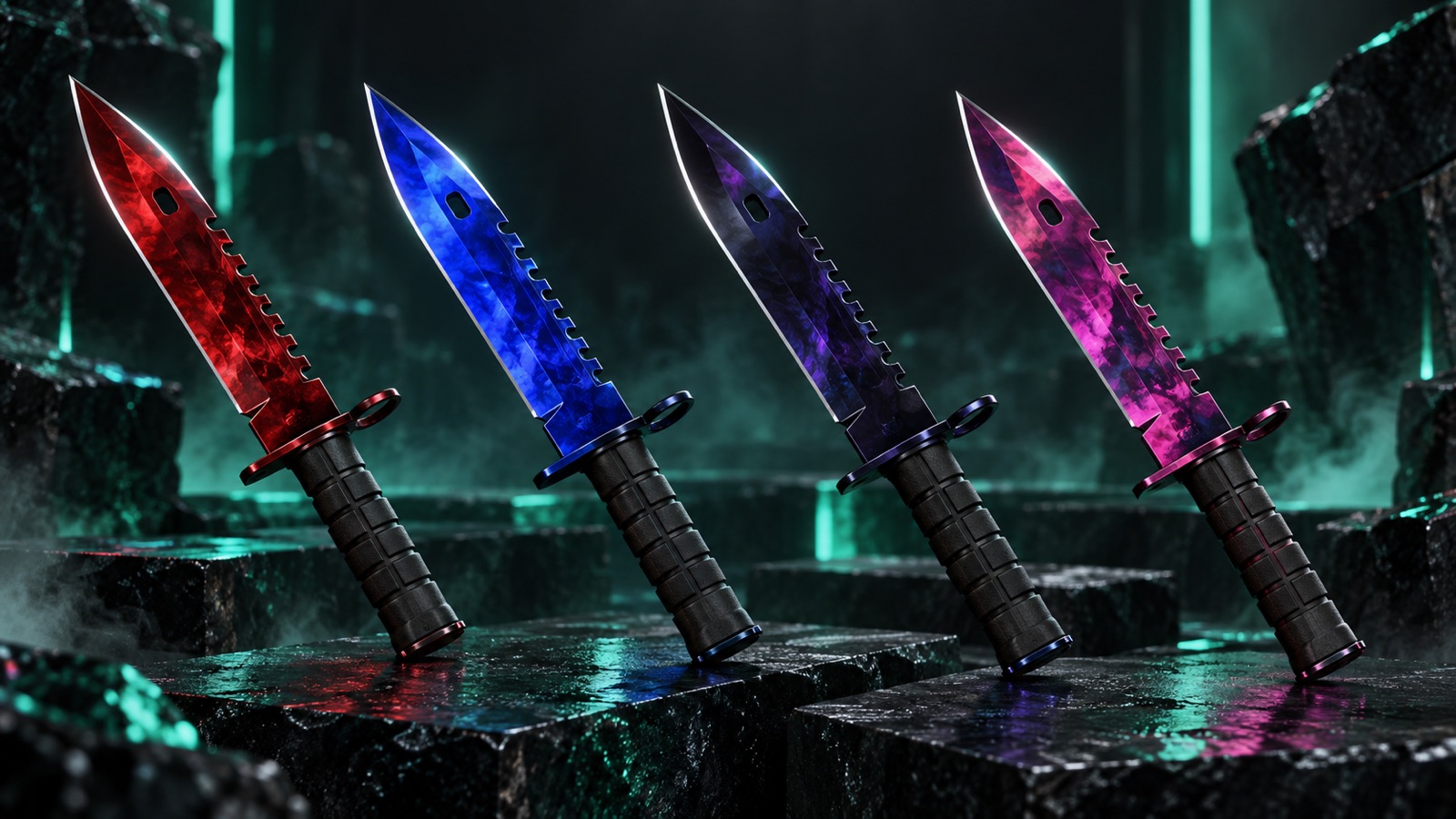 Штык-нож M9 в фазах Doppler: Ruby, Sapphire, Black Pearl и Phase 2