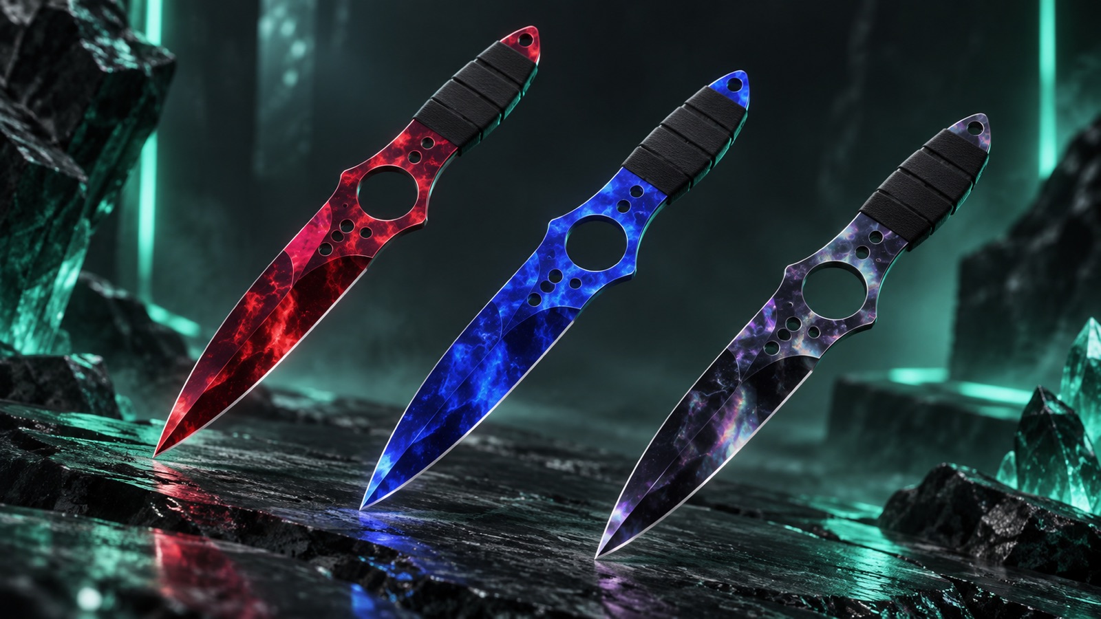 Фазы Doppler на скелетном ноже: Ruby, Sapphire, Black Pearl