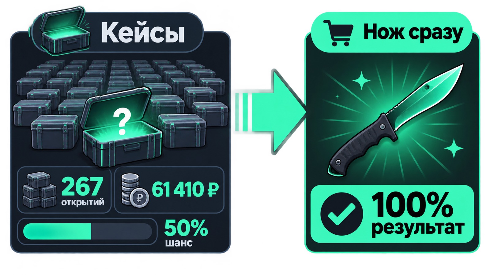 Сравнение стоимости серии открытий кейсов и цены готового ножа CS2