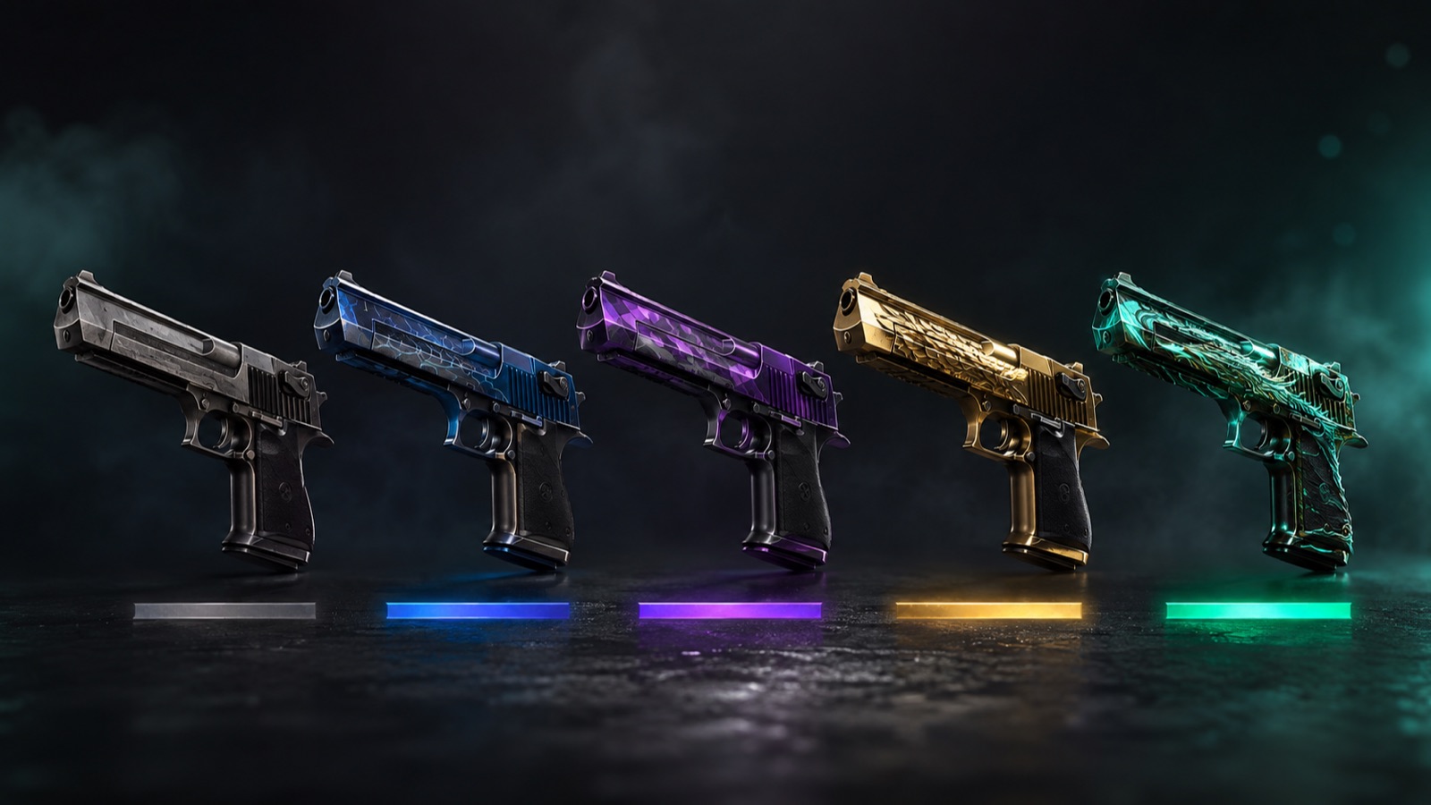 Пять ступеней редкости скинов Desert Eagle с цветными полосками под иконками